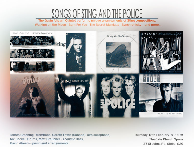 gavin ahearn quintet plays the songs of sting and the police